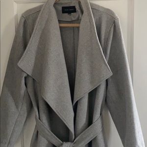 Harve Benard Wide Collar Wool Coat with Tie Belt